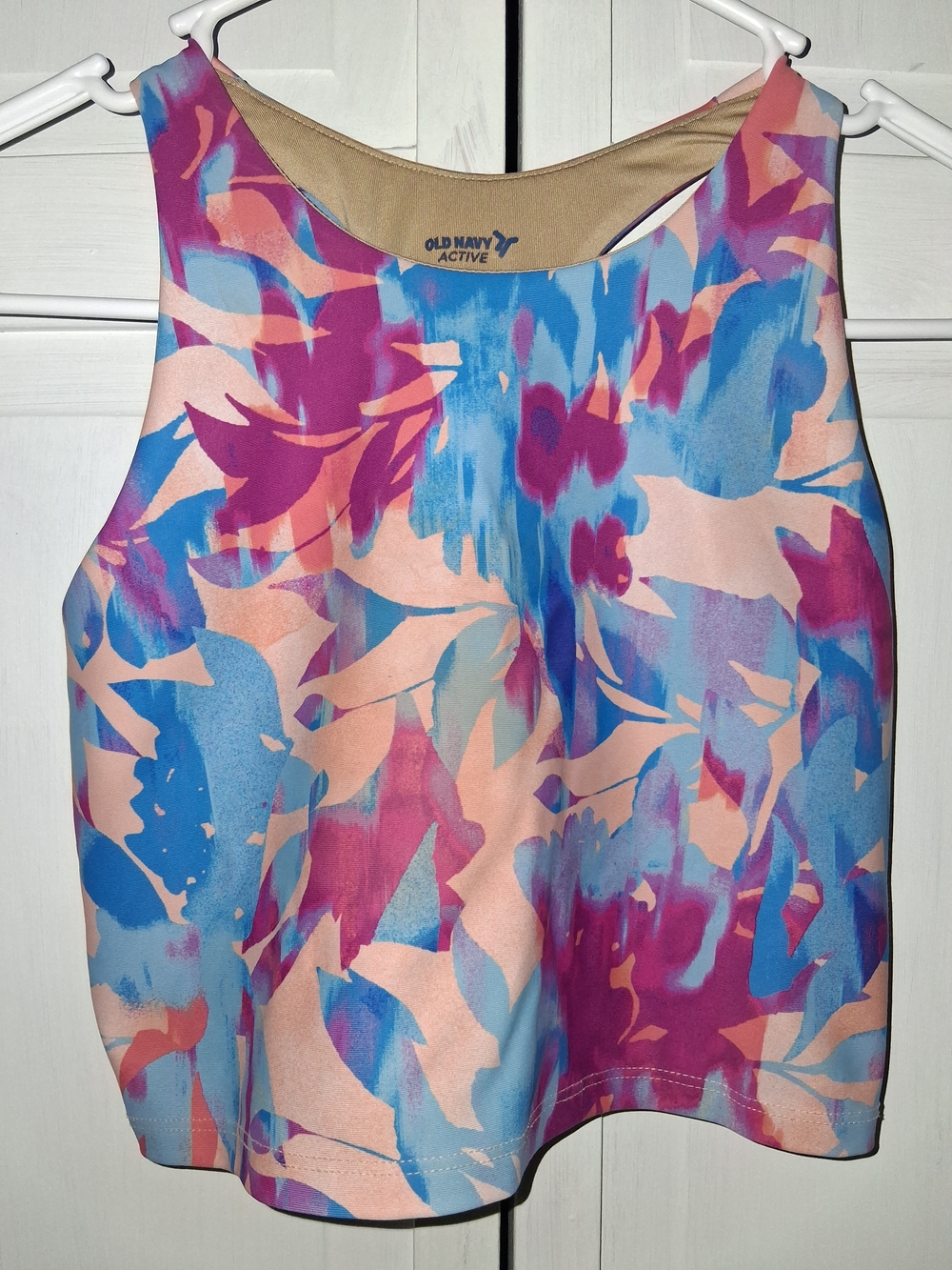 Girls Old Navy Floral Print Active Tank in Pink, Blue & Peach